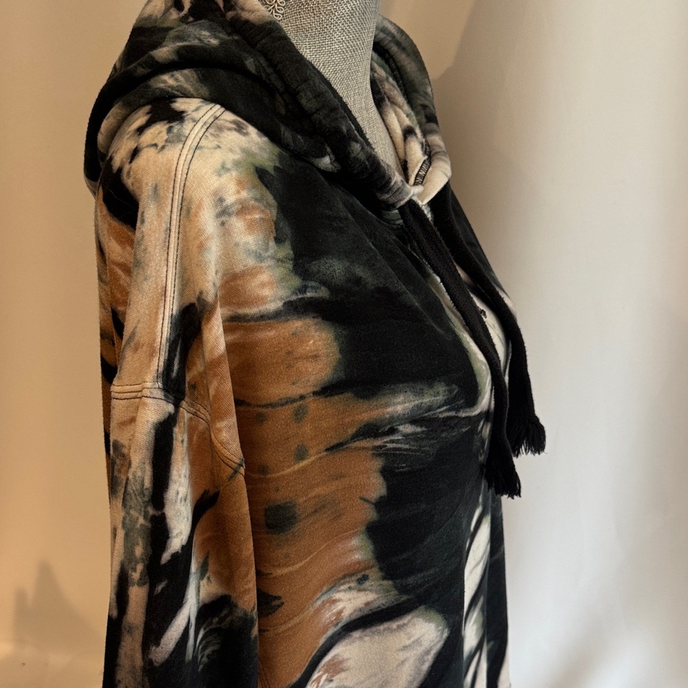 Vintage Havana Tie-Dye Pullover Hoodie in Black,Green,Cream & Rust Brown Size -M - Picture 13 of 16